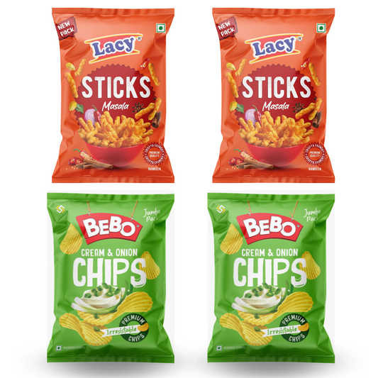 Lacy Masala Sticks(Pack of 2), Bebo Chips(Pack of 2)