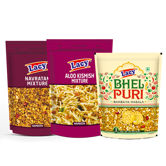 Navratan Mix, Aloo Kishmish & Bhelpuri